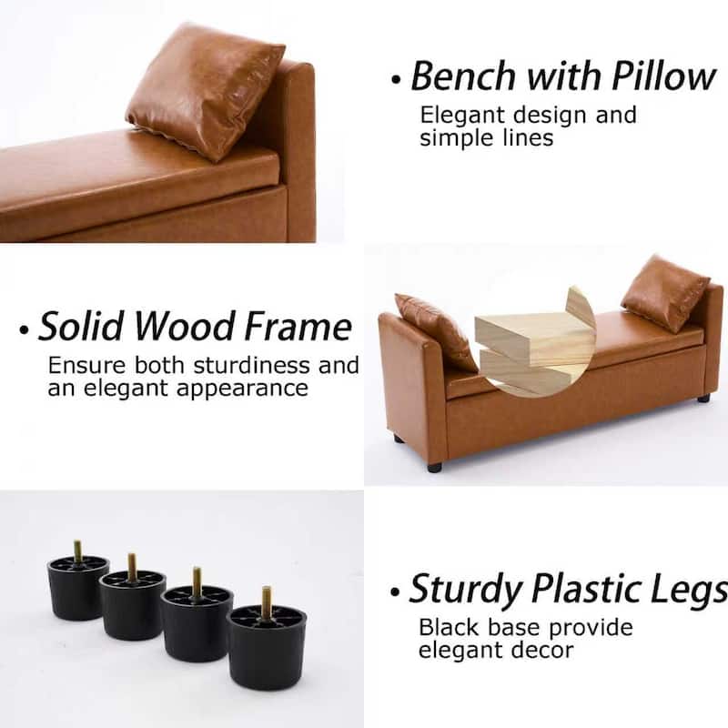 Velvet/Leather Storage Bench for Bedroom,End of Bed Bench for King Size Bed, Modern Upholstered Long Ottoman Bench for Entryway