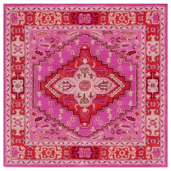 slide 2 of 12, SAFAVIEH Handmade Bellagio Gracia Modern Oriental Wool Rug 9' Square - Red/Pink - Square