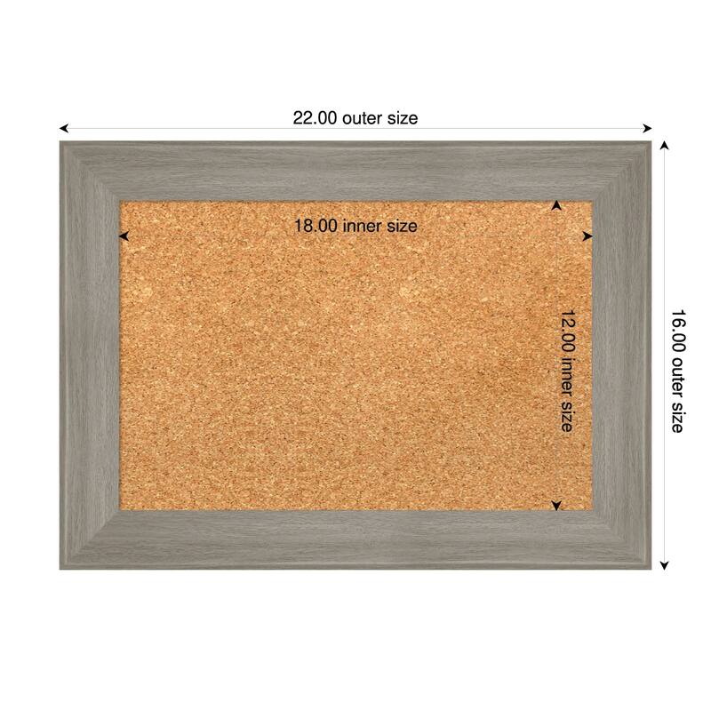 Grand Greywash Narrow Framed Cork Board - Bulletin Board, Organization Board, Pin Board - Natural - 22 x 16 in