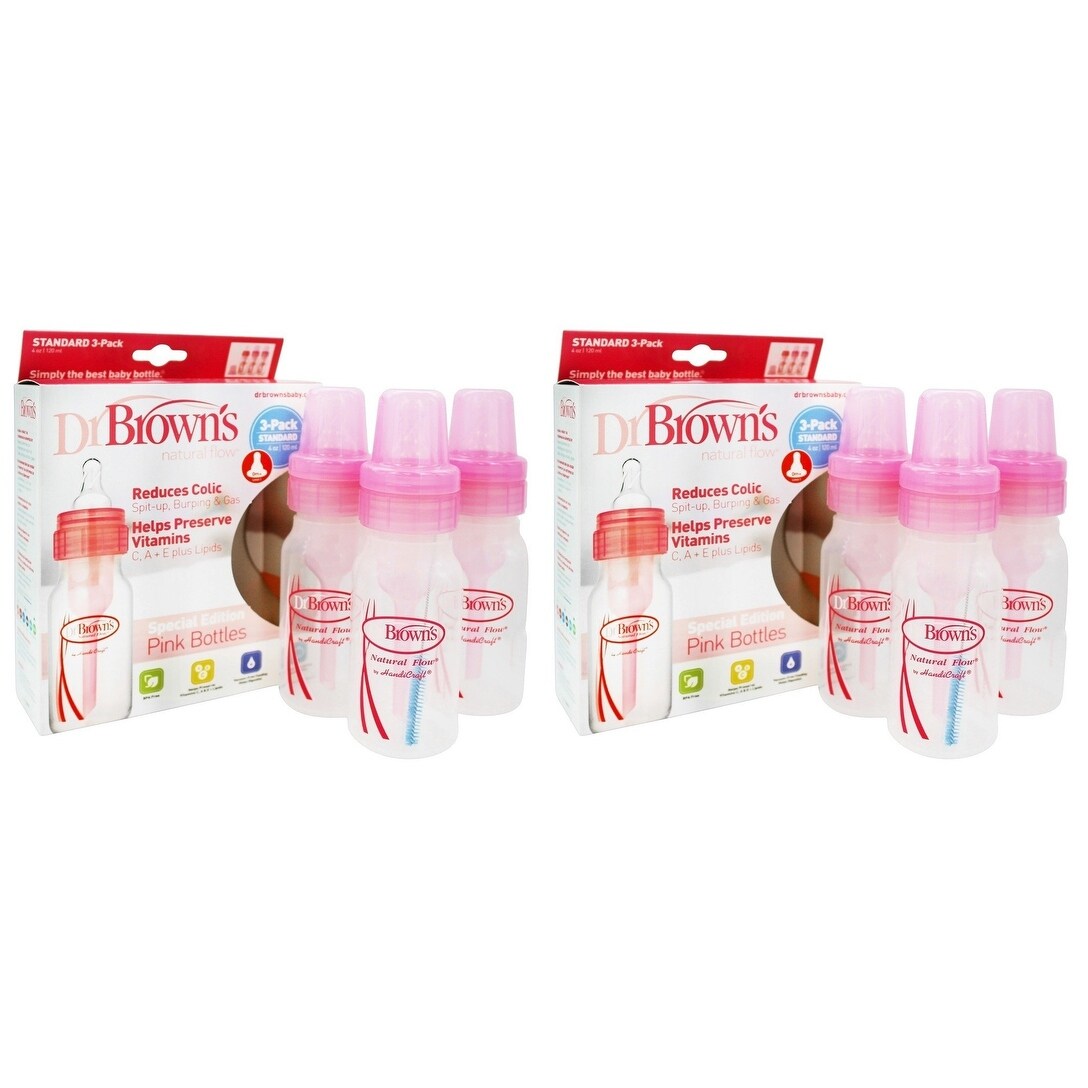 Shop Dr Brown S Natural Flow Baby Bottles Pink 4 Oz 3 Count Overstock 31804180