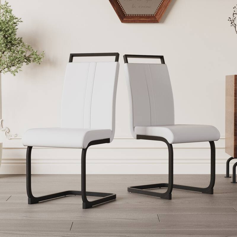 High Back Upholstered Side Chair with C-shaped Tube