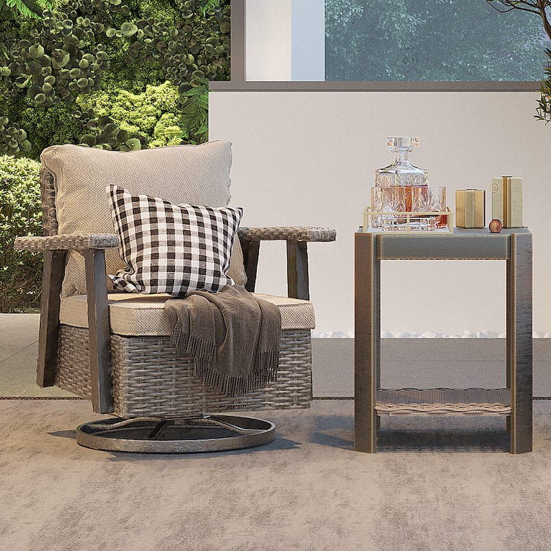 Cozywor Wicker Patio Rocking Chair Swivel Lounge Chair
