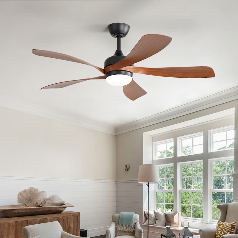 45 Inch / 52 Inch White Ceiling Fan with Dimmable LED Light and Remote, 6-Speed Reversible DC Motor, ABS Blades