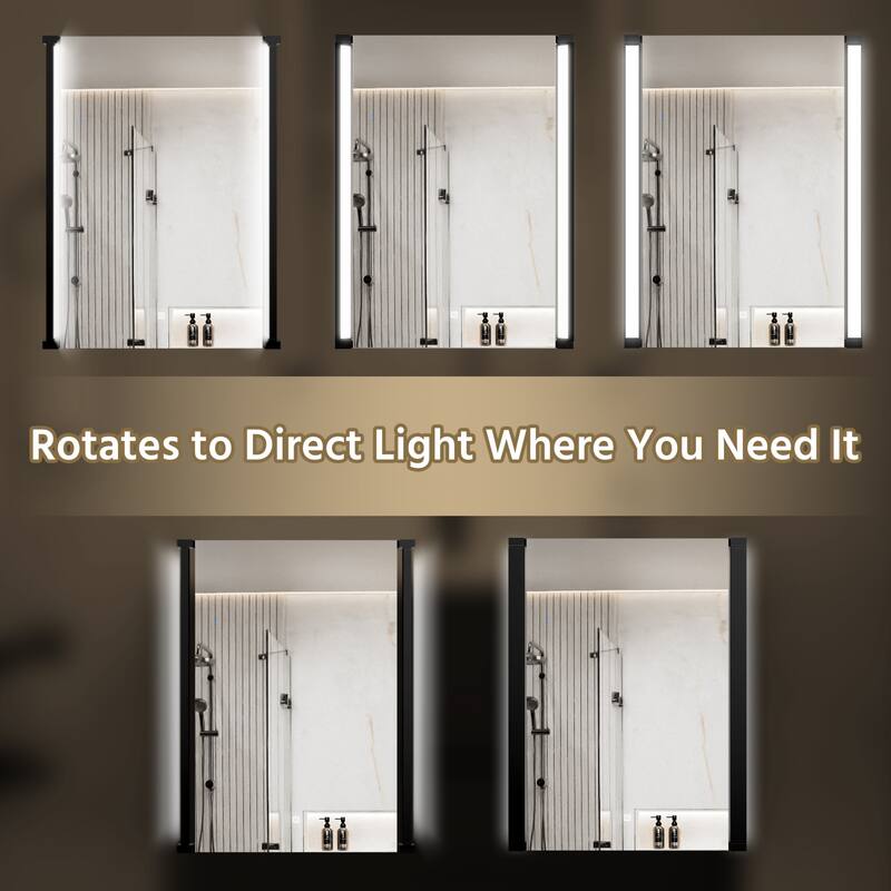 Modland 270° Adjustable LED Bathroom Mirror with Lights Stepless Dimming and Memory Function