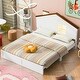 preview thumbnail 1 of 5, Full Size Wood Platform Bed with LED-Lit House Headboard - Modern and Unique White - Full