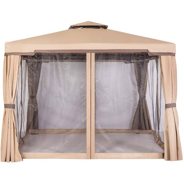 Shop Outdoor Patio Furniture 10 X 10 Soft Top Garden Gazebo Canopy Umbrella With Net Drapery Mosquito Netting And Shade Curtains Overstock 31427999