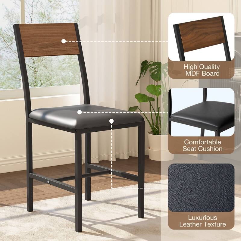 34" Round Dining Table Set with 34.5"H Dining Chair for 4 Person