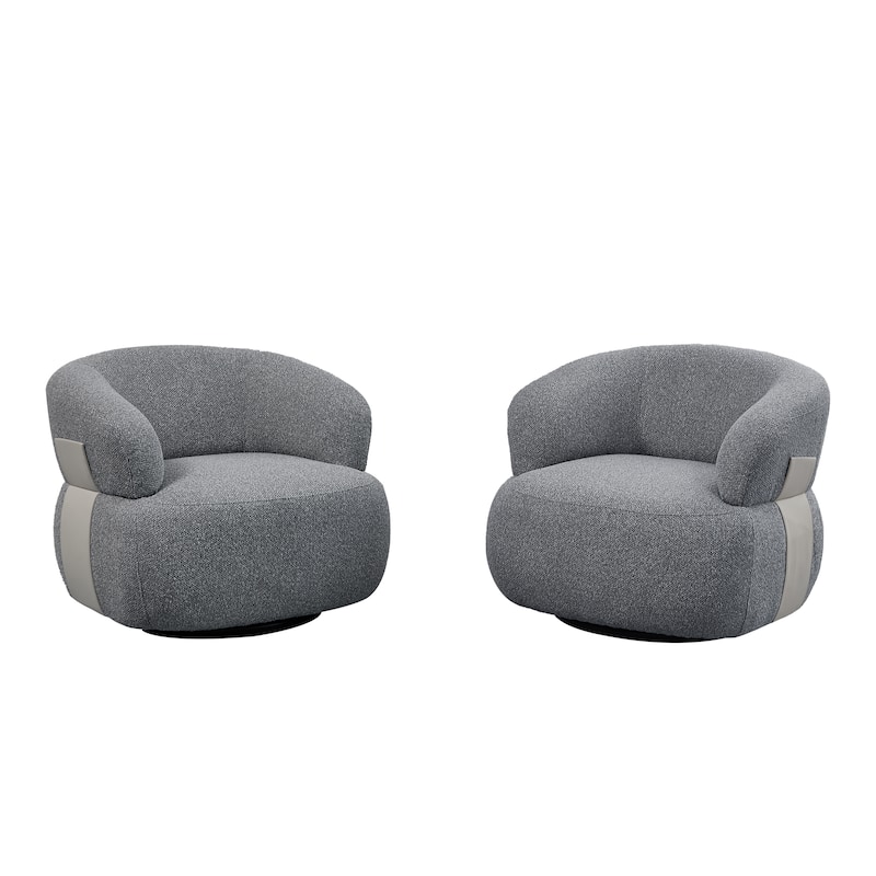 Kieon 33"W 360 Swivel Barrel Chair Modern Accent Chair Set of 2