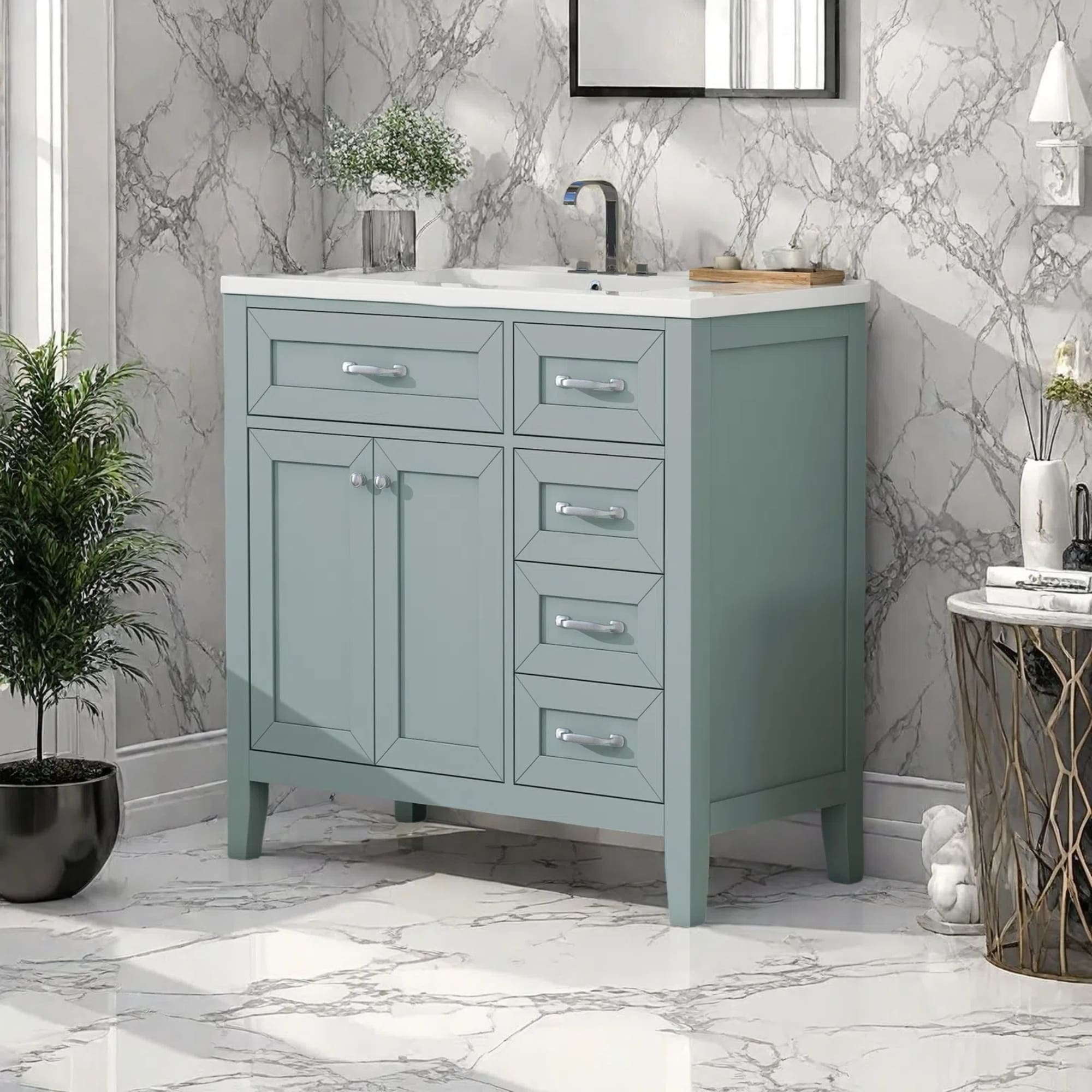 Merax 36” Bathroom Vanity Cabinet with Sink - On Sale - Overstock