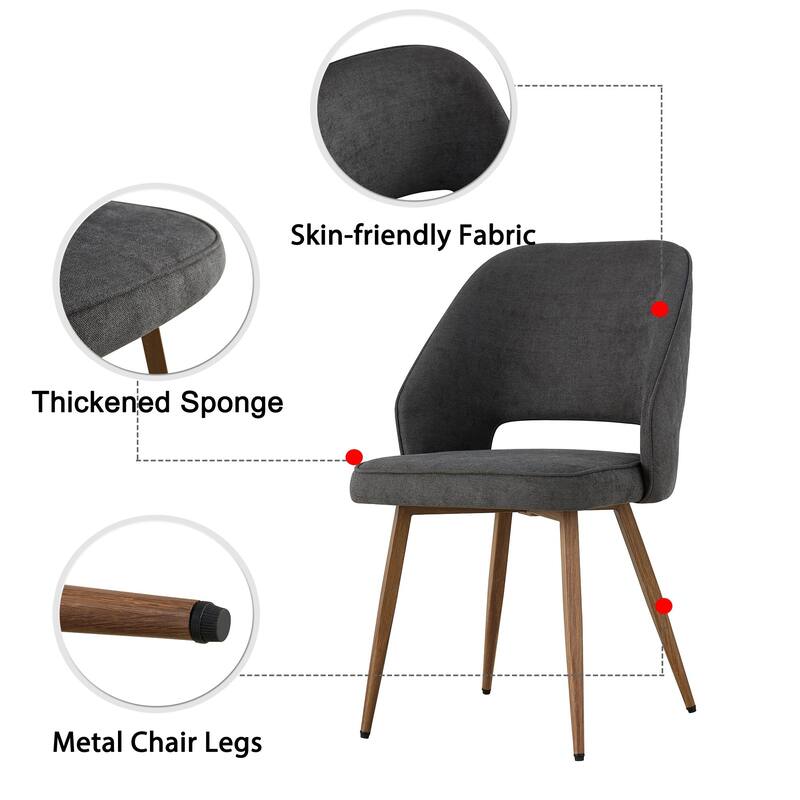 Linen Accent Chair,Leisure Chairs, Upholstered Side Chair with Metal Legs