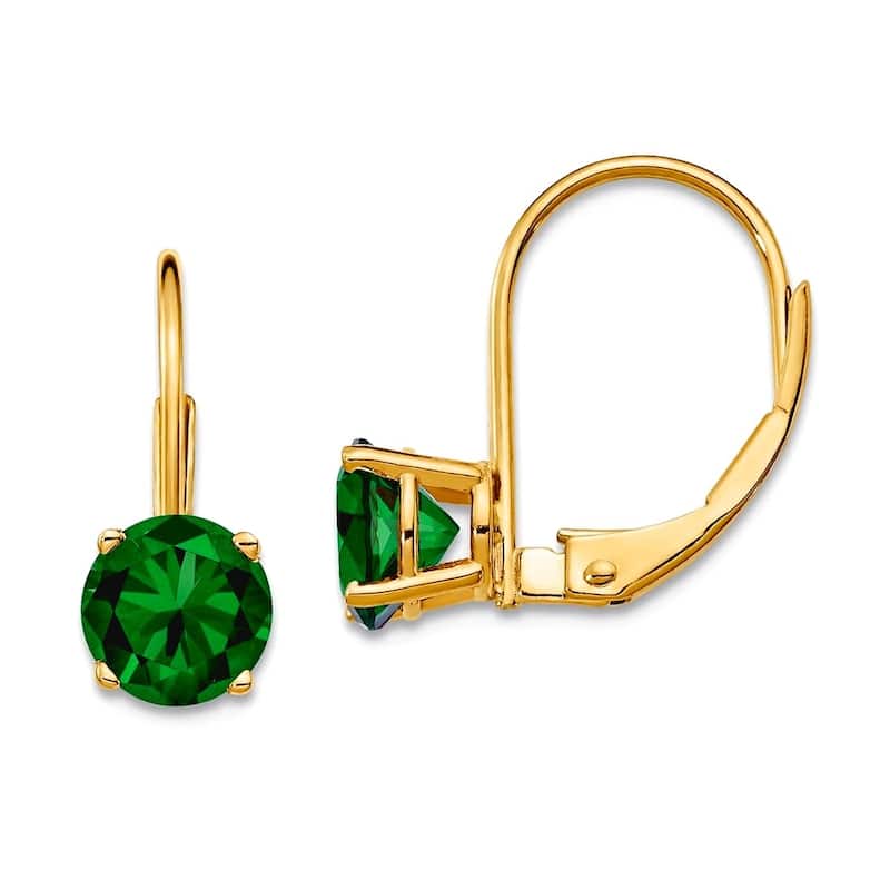 Curata 14k Yellow Gold 6mm Round Genuine Gemstone Leverback Earrings - 17x6mm - Mount St. Helens