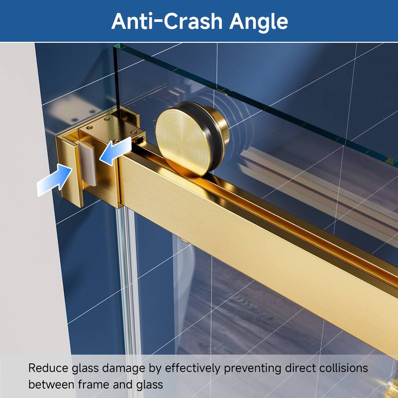59 in. W x 72 in. H Sliding Frameless Shower Door with Tempered Glass - 59" x 72"