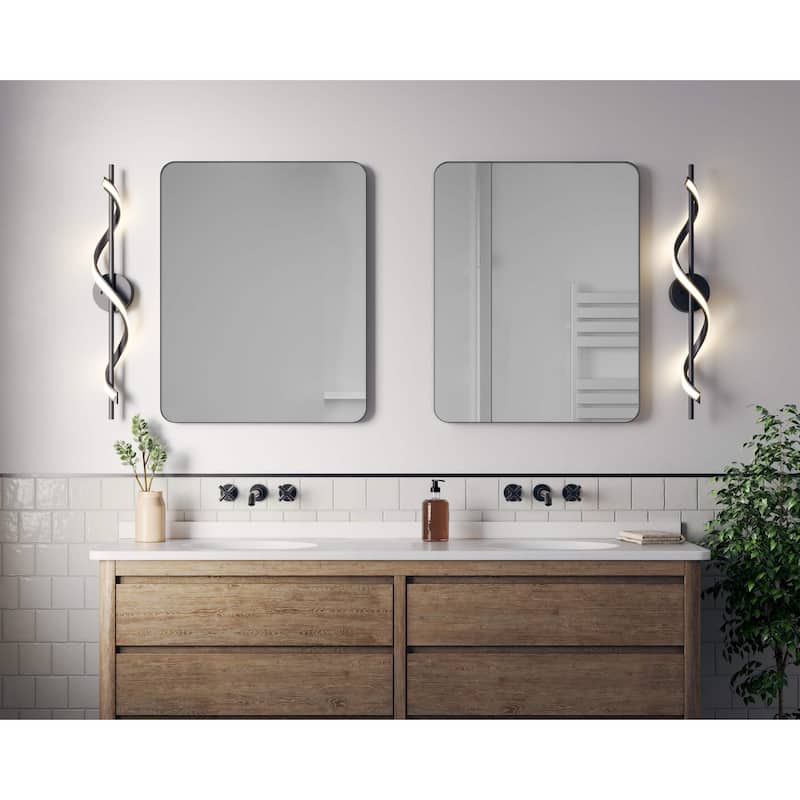 Spin 24 Inch LED CCT Wall Sconce Vanity - Black