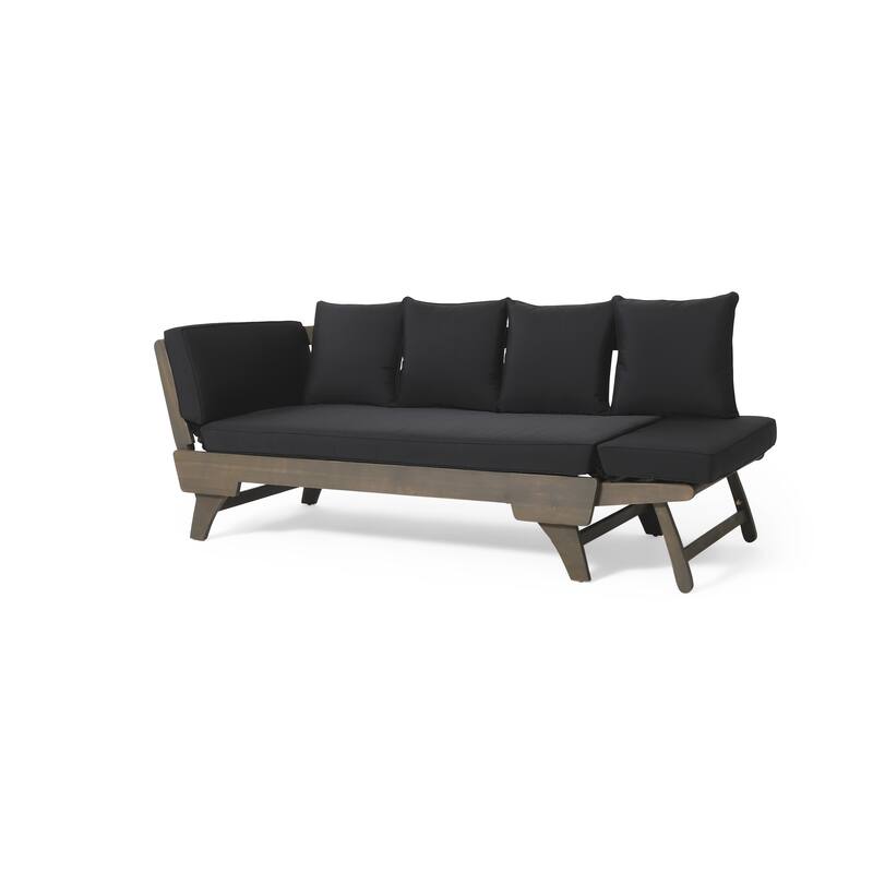Roomfitters Outdoor Sofa Daybed, Adjustable Wood Frame with Cushions, Patio or Balcony Seating in Dark Gray