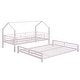 preview thumbnail 18 of 25, Twin Over Full Bunk Beds, Metal House Bed Frame w/Angled Ladder & Safety Guardrails, Convertible to 2 Beds, Triple Bunk Bed