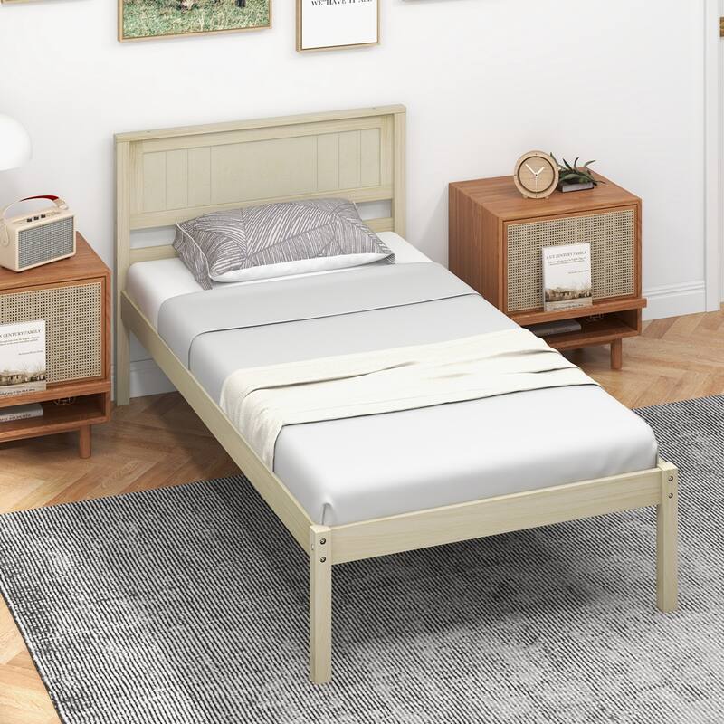 Costway Full/Queen/Twin Size Wooden Platform Bed Frame with Headboard