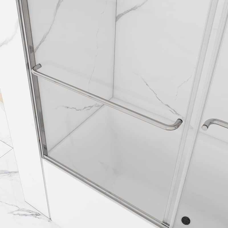 60'' x 58'' Double Sliding Tub Door in Chrome with Clear Tempered Glass