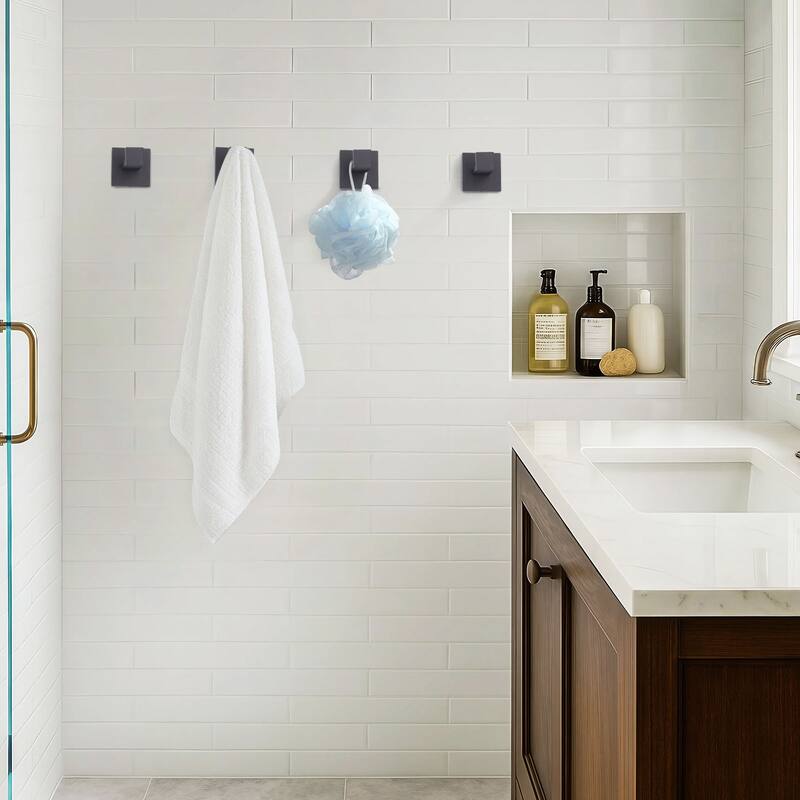 WOWOW J-Hook Wall Mount Robe/Towel Hook 4PCS