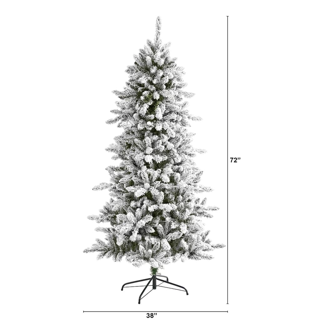 6ft. Flocked Fir Artificial Christmas Tree with Pine Cones and 696 Bendable Branches - Snow-Dusted Holiday X-Mas Centerpiece