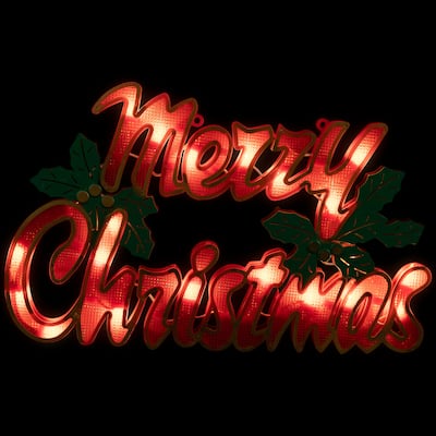 16.5" Lighted 'Merry Christmas' Window Silhouette