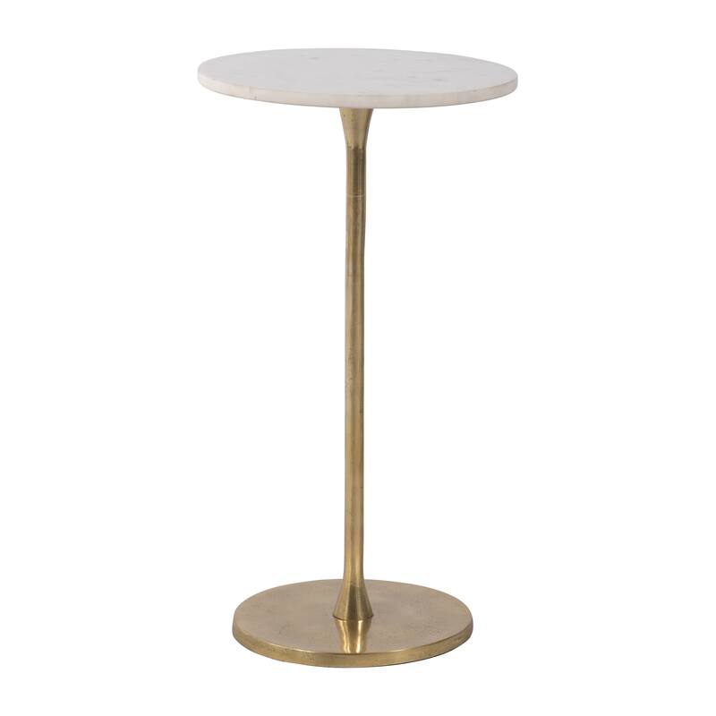 Metal Stone Top Modern Round End Table - Gold, 24" - 24.0"