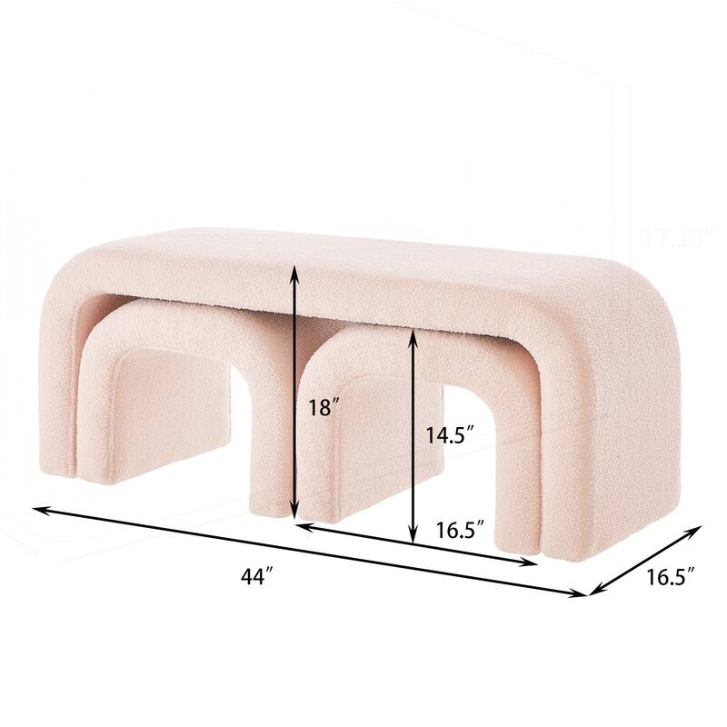 Set of 3 U-Shaped Modern Bench Teddy Ottoman