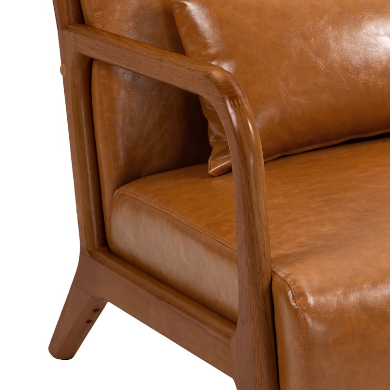 Mid Century Solid Wood Upholstered Accent Chair