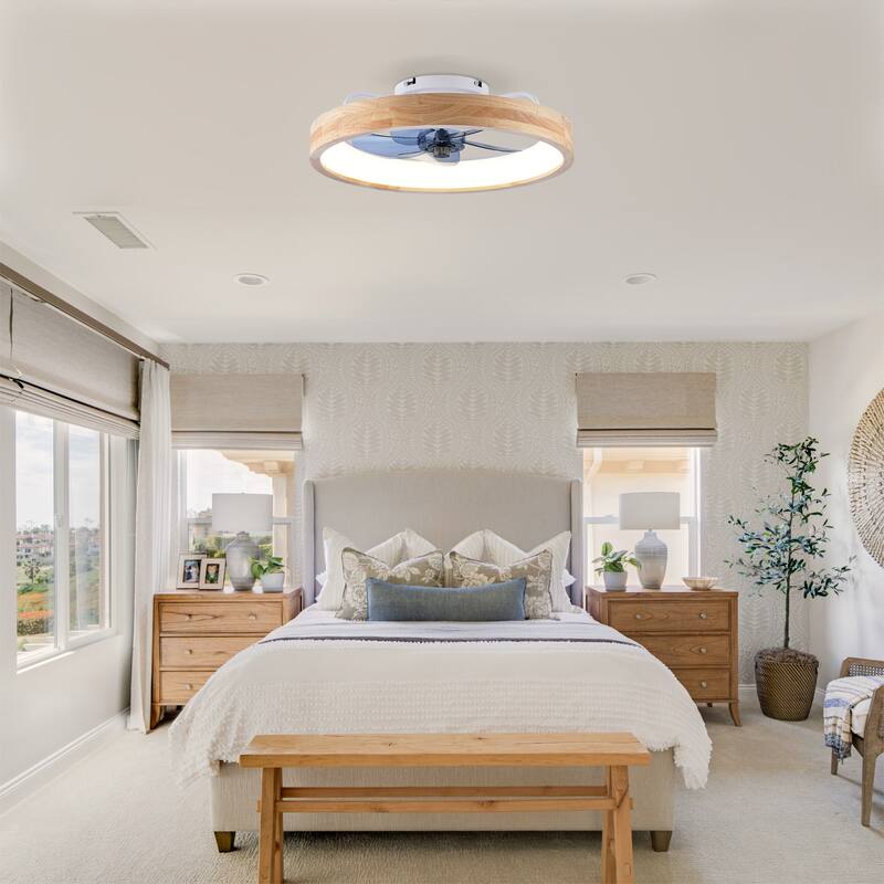 20" Ceiling Fans with Lights and Remote, 3000-6500K Dimmable Modern Flush Mount LED Fan Light, 6 Speeds, Quiet DC Motor