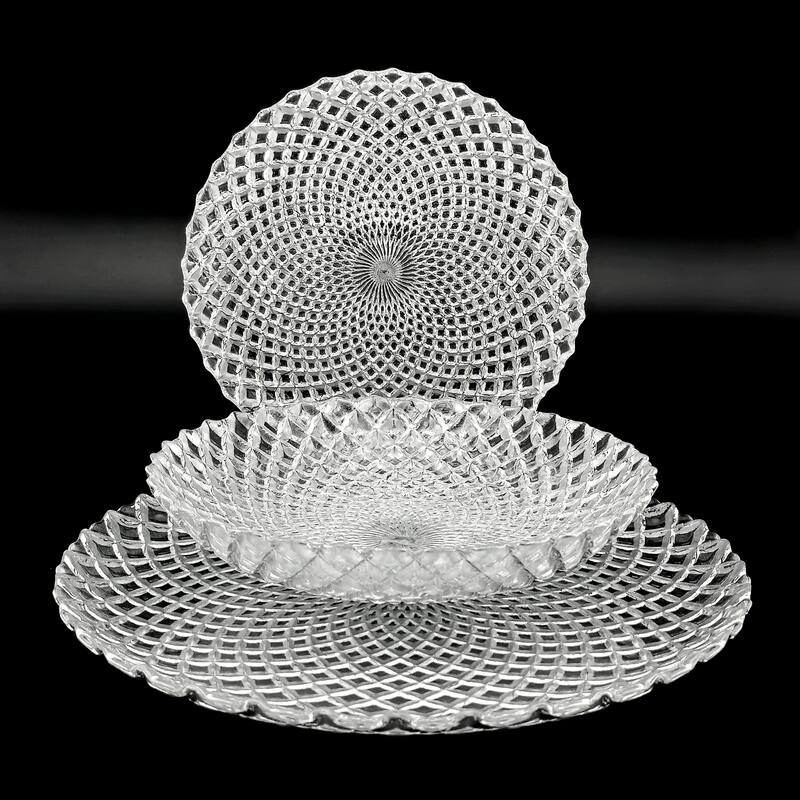 Unique Diamond Pattern Glass Dinner Set Perfect for Everyday Dining and Special Occasions