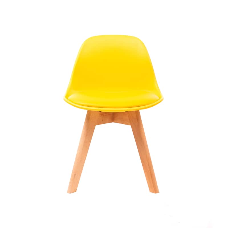 Porthos Home Brynn Kids Chair, Plastic Shell With Seat Cushion, Beech Wood Legs