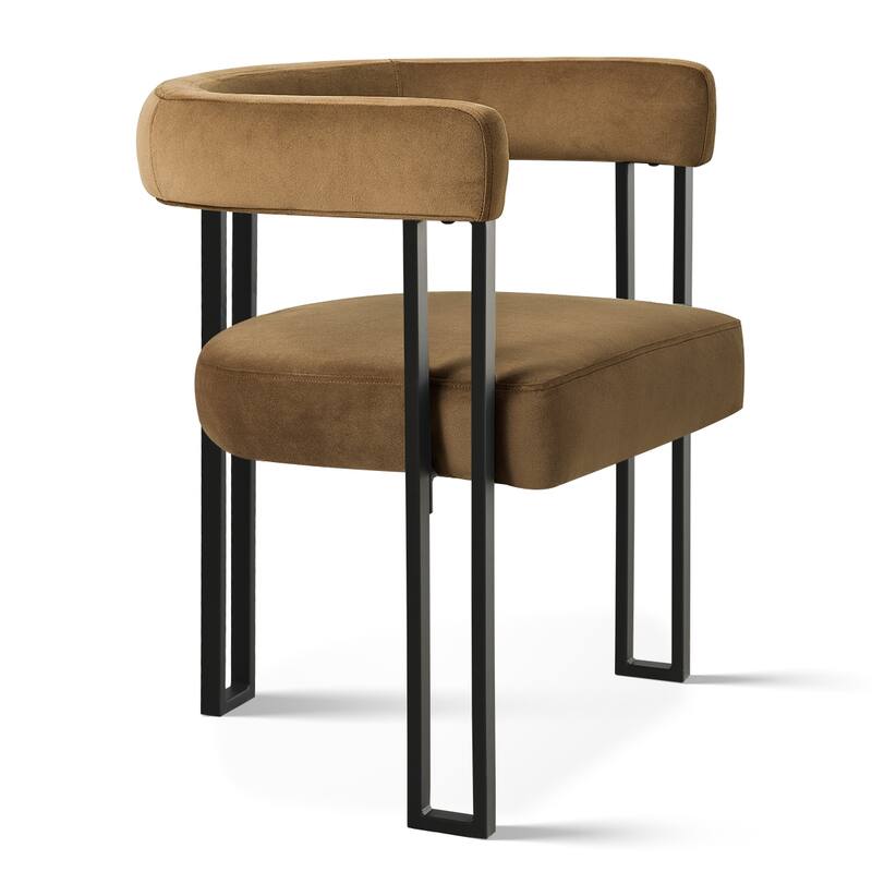 Modern Velvet Upholstered Dining Armchairs with Black Metal Legs (Set of 2/4/6)