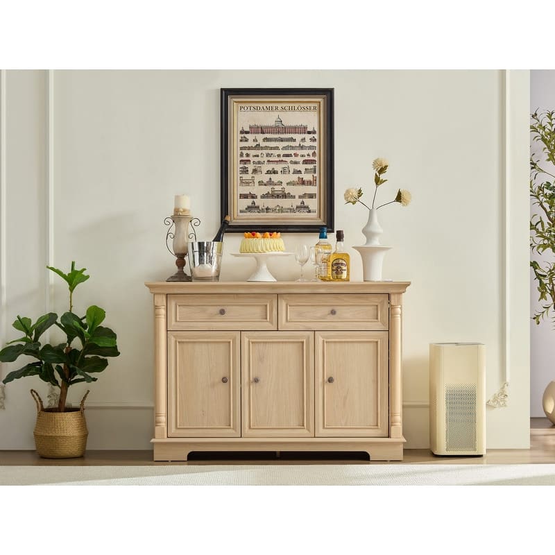 Farmhouse 47.24" Sideboard Buffet, Kitchen Storage Cabinet with 2 Drawers for Organized Home Living Solutions - Natural