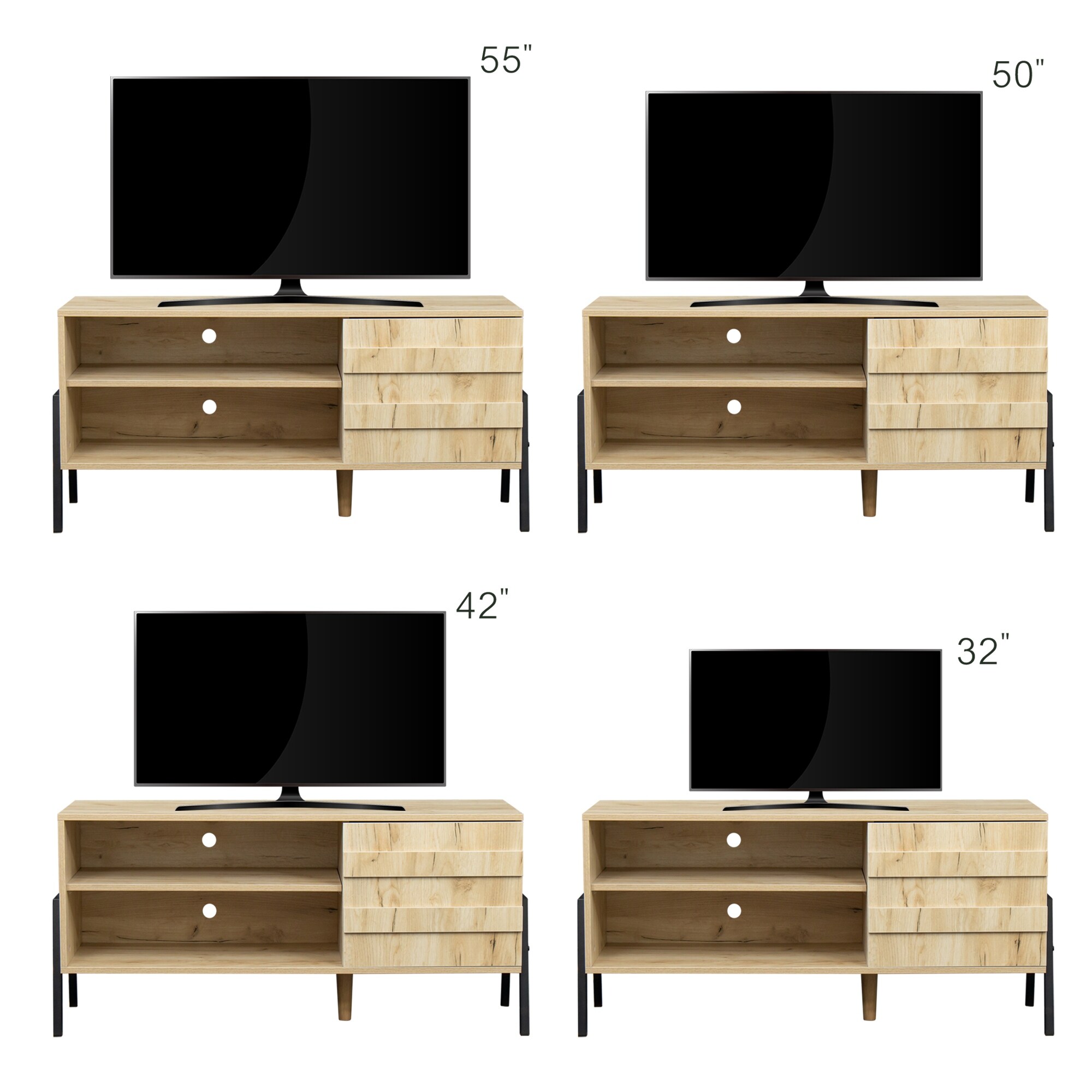 Detriot Large 2 Door 1 Drawer Sideboard Brown Oak Cupboard TV Cabinet Furniture 
