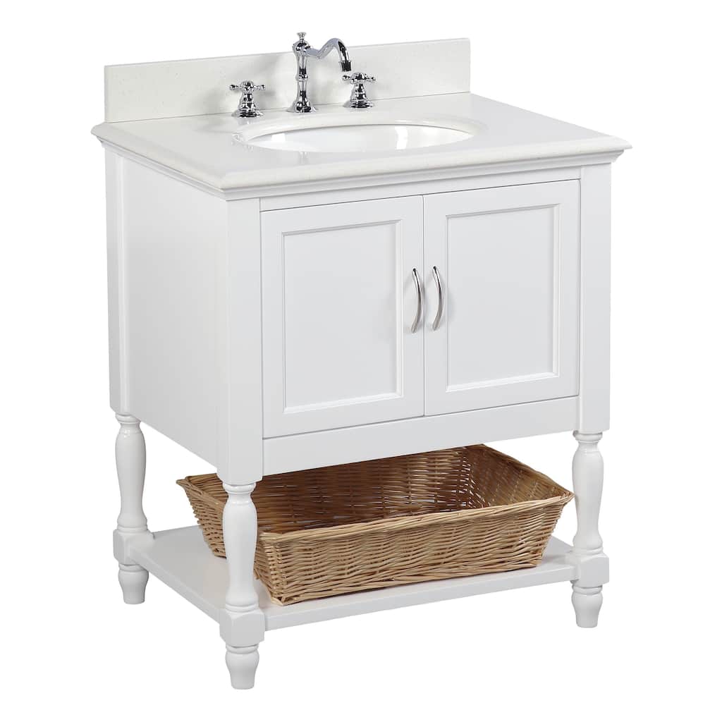 KitchenBathCollection Beverly 30" Bathroom Vanity with Quartz Top