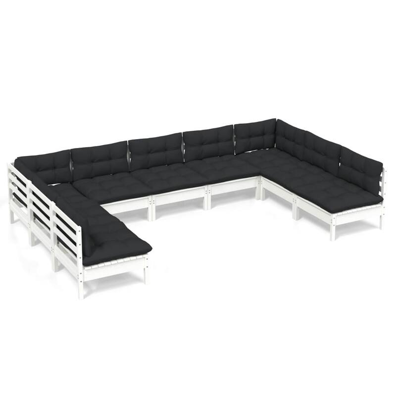 vidaXL Solid Pinewood Patio Lounge Set 9 Piece with Cushions Multi Colors