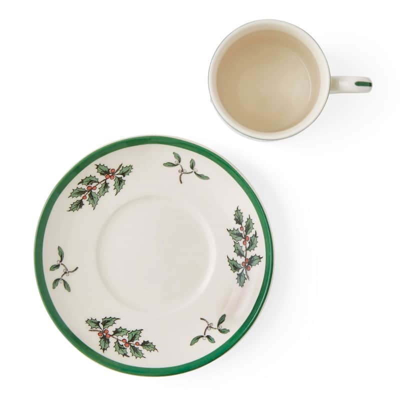 Spode Set of 4 Christmas Tree Espresso Cup and Saucer - 2.25" D x 2.25" H