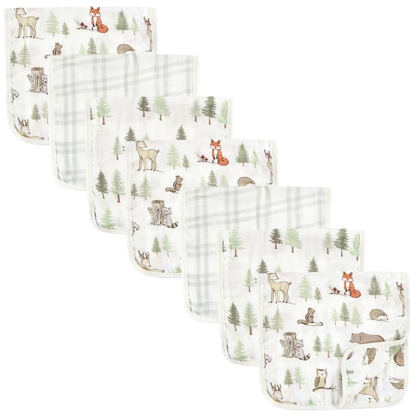 slide 1 of 1, Hudson Baby Infant Boy Muslin Burp Cloth 7pk, Forest Animals, One Size - Forest Animals - One Size One Size - Forest Animals