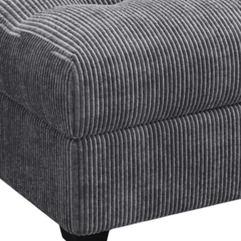HomeRoots 37" Gray and Black Corduroy Tufted Ottoman