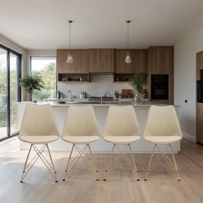 Modern Dining Chairs with Plastic Seat and Metal Legs (Set of 4)