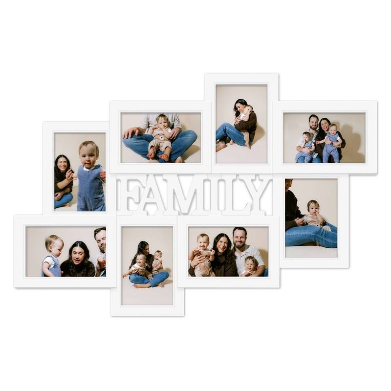 Holaura Family 8 Opening Family Picture Frames Collage Wall Decor for 4x6 Pictures Blacke