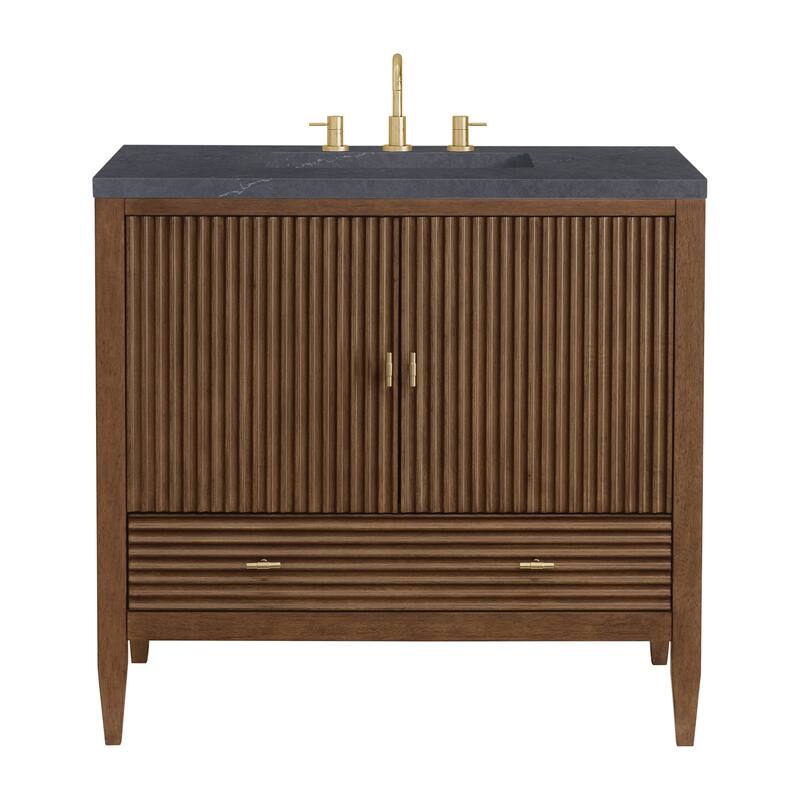 James Martin Vanities 485-V36-3CSP Myrrin 36" Single Basin Wood Vanity - Mid-Century Walnut - Walnut Finish