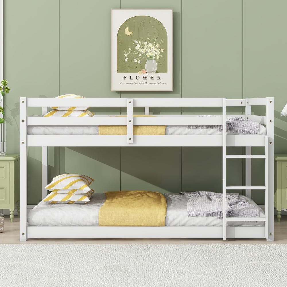 Twin Loft Bed with Dual 13-Slat Platforms and Low-Profile Design (200lb Capacity per Level)