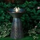 preview thumbnail 1 of 30, Glitzhome 27.5"H LED Turquoise Two Birds Embossed Ceramic Fountain Green