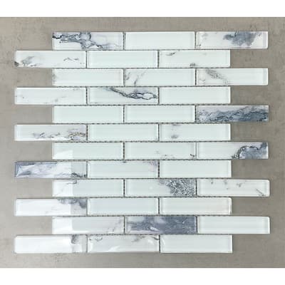 Glass Mosaic - 1 x 4 Brick Pattern Wall Mosaic Tiles - Case (10 Sheets)