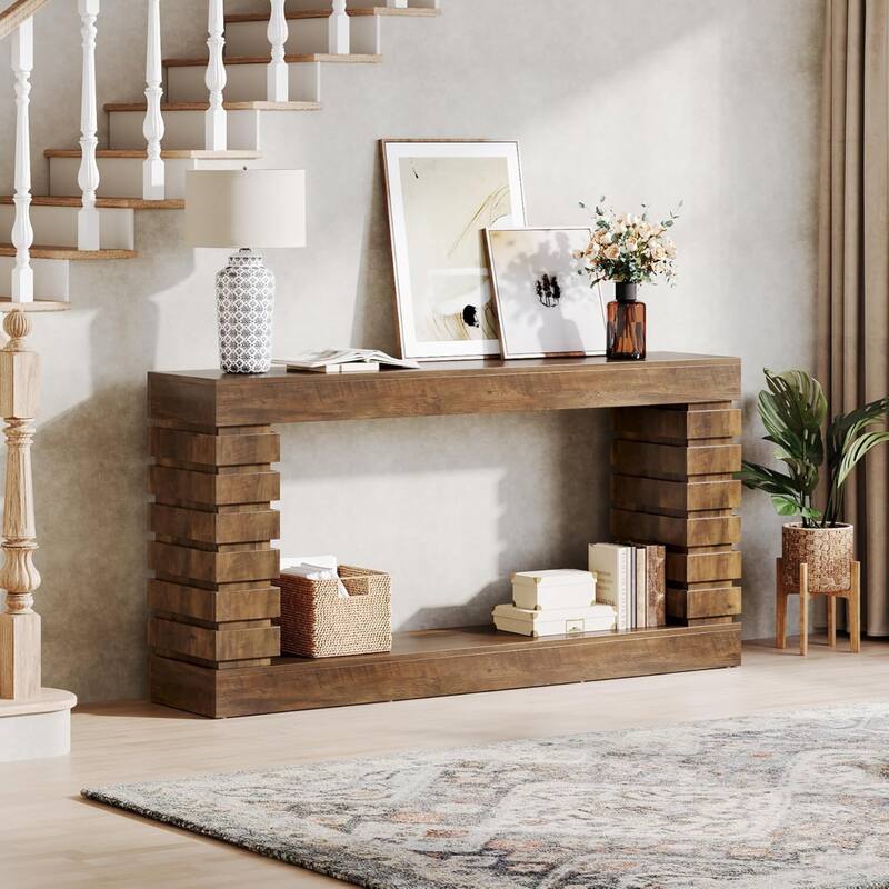 70.87" Narrow Brown Wood Console Table with Storage for Entryway Sofa Table, Hallway Living Room