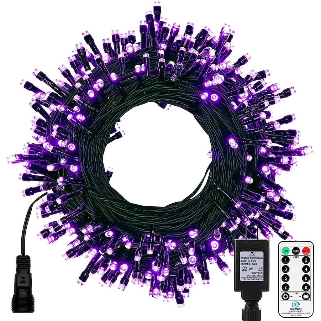 200 LED Halloween Purple String Lights with Remote - Yellow