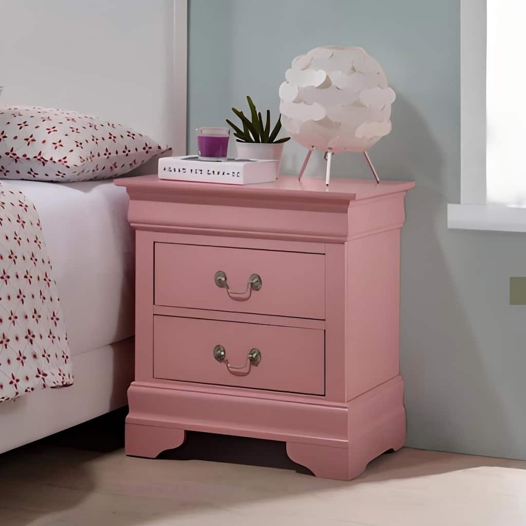 Pink Traditional Nightstand with High-Quality Materials