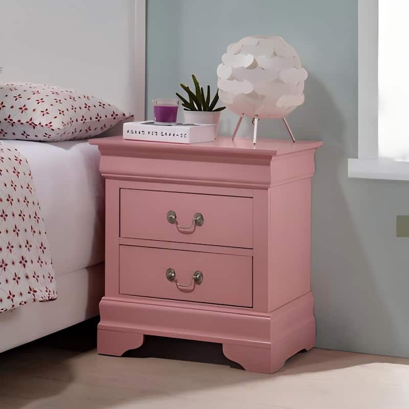 Pink Traditional Nightstand with High-Quality Materials - Pink