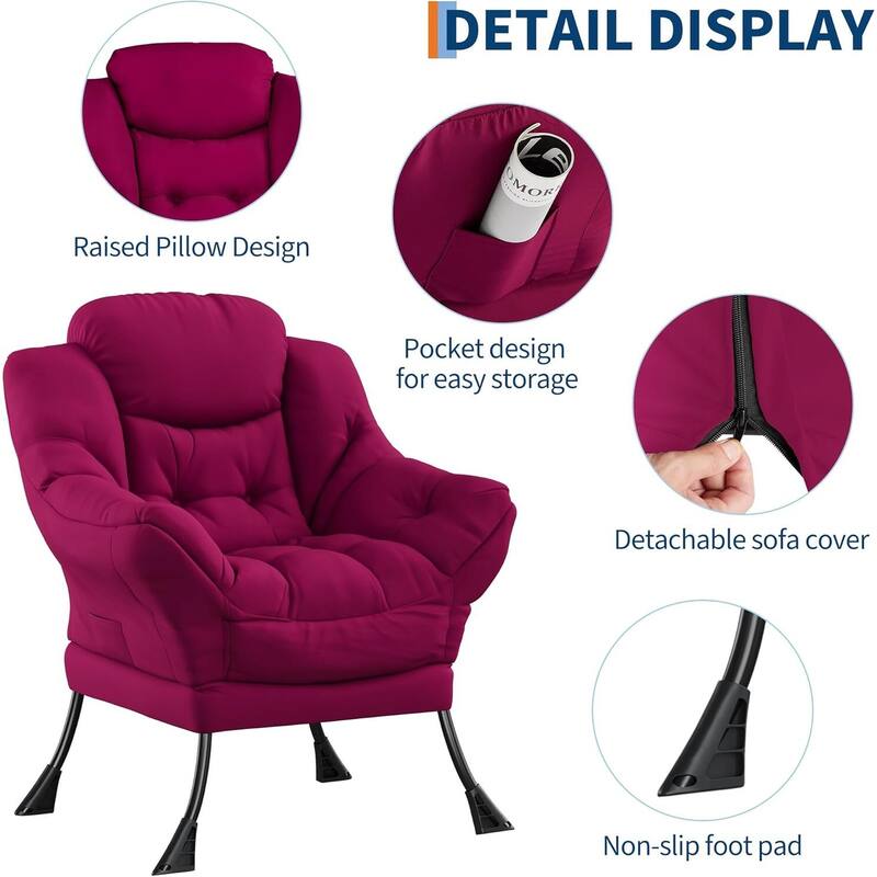 Lazy Chair and Ottoman, with Side Pocket and Arm