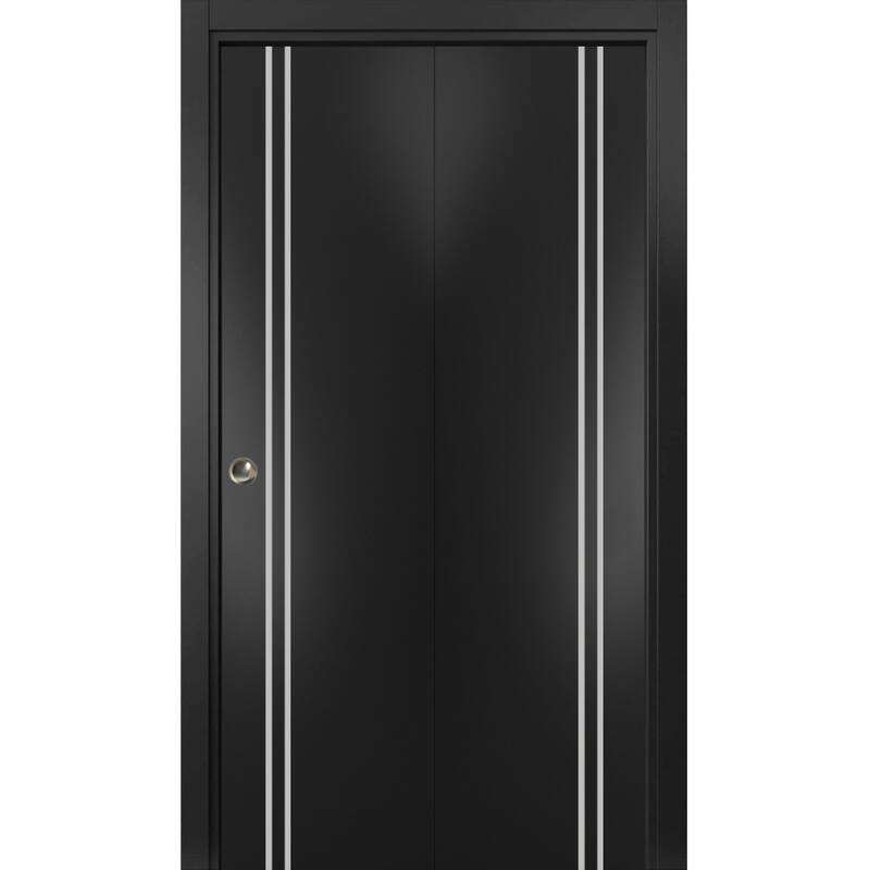 Bi-fold Doors 36 x 80 Planum 0310 Matte Black with Sturdy Tracks - Black - 72" x 84" ( 2* 36x84)